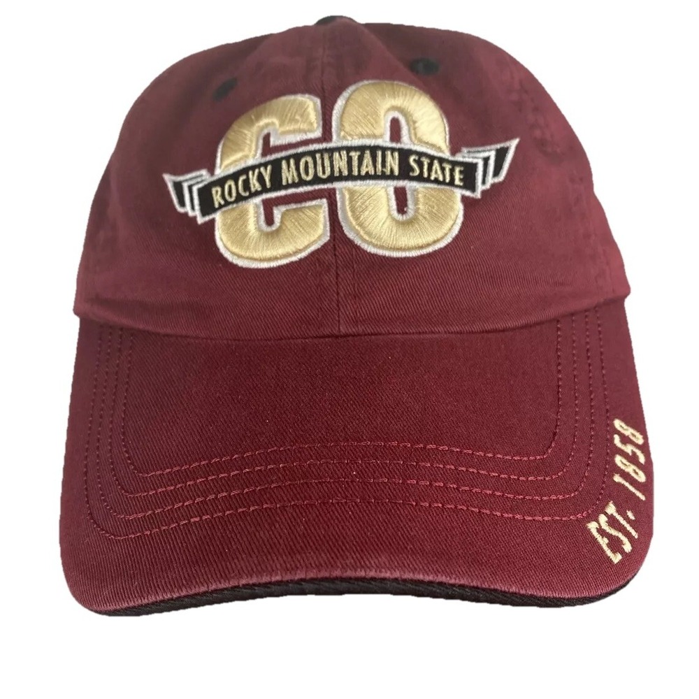 Rocky Mountain State Colorado Hat Cap Embroidered Logos Adjust Strap NAIA Sports